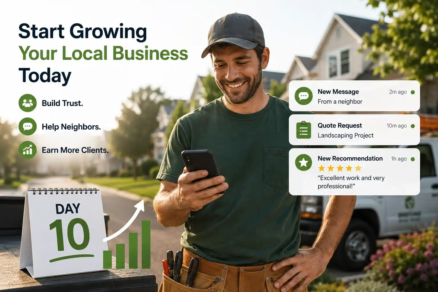grow-local-business-nextdoor Small business owner receiving new customer inquiries after successful Nextdoor marketing