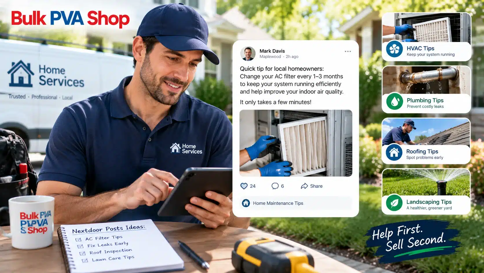 nextdoor-business-posts-helpful-homeowner-content Home service business creating helpful content for Nextdoor homeowners