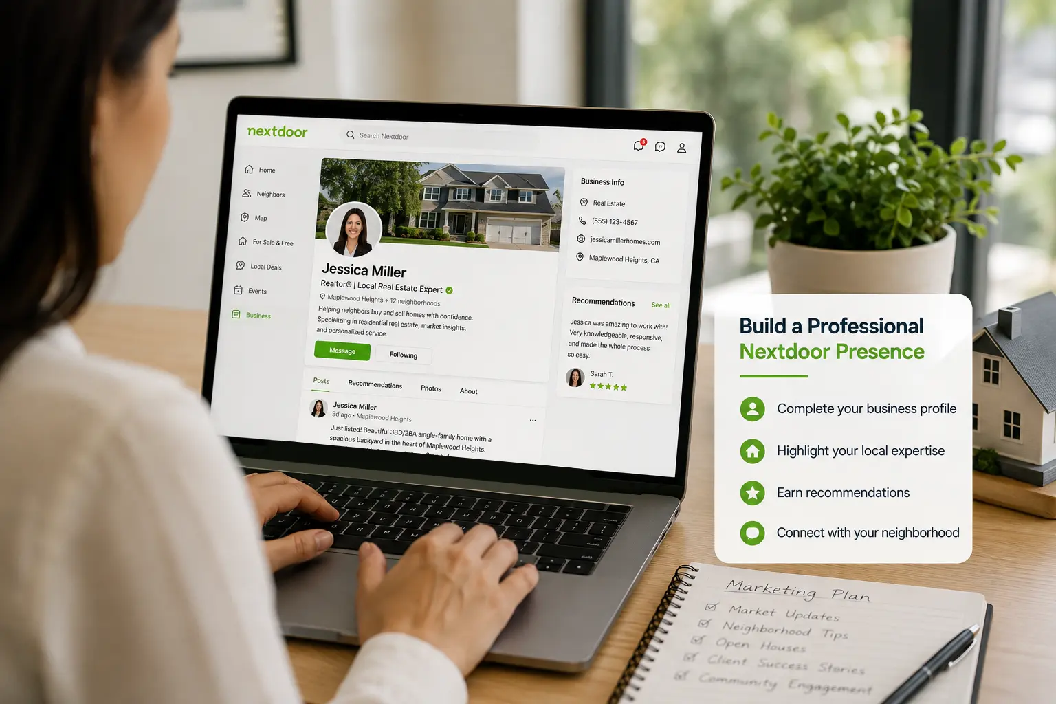 realtor-nextdoor-business-profile Realtor building a professional Nextdoor business profile to connect with local homeowners
